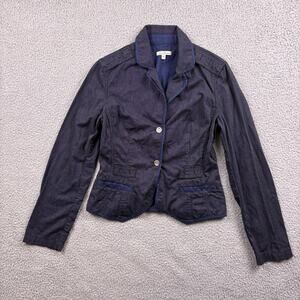Luis Trenker Blazer Womens IT 36 Blue Pinstripe Jacket Made In Italy Luxury